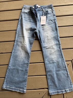Mid-Rise Light Blue Flare Jeans for Women